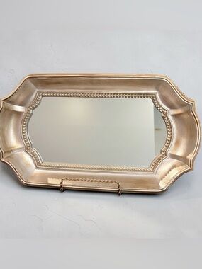 Vintage Inspired Vanity Tray Mirror Bathroom Bedroom Decor Jewelry Faux Metal